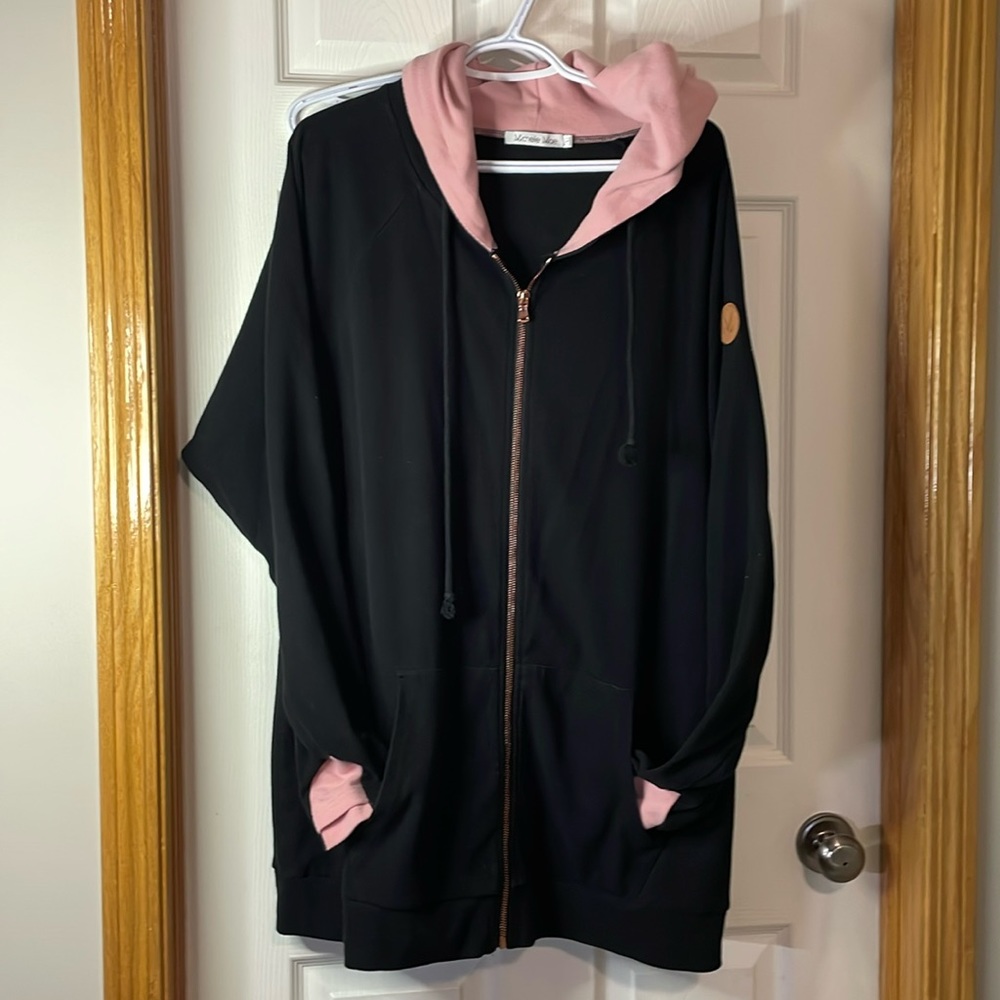 EUC Michelle Mae Black hoodie with pink accents size 2X